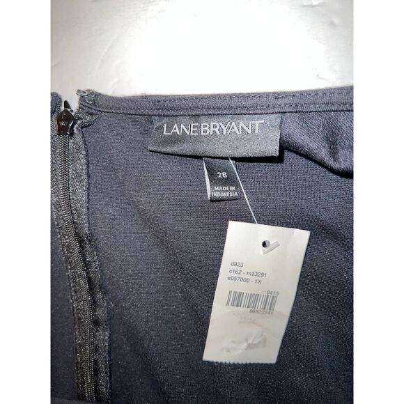 Sexy Square Neck Lane Bryant 28W 3X Black Midi DRESS Stretch Ponte Knit LBD NEW - Picture 7 of 10